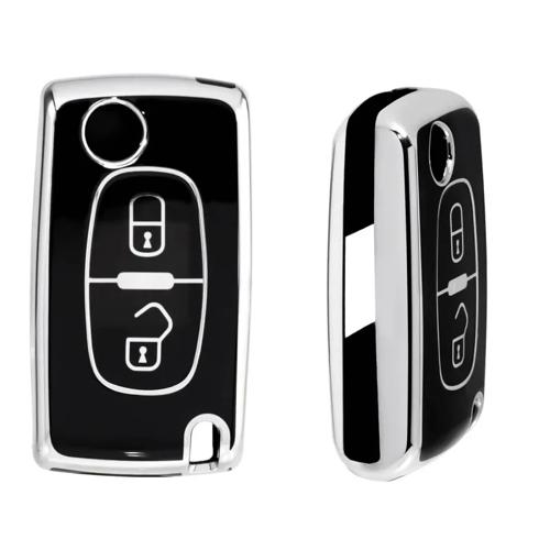 TPU Sleutelhoesje voor Peugeot zwart D2