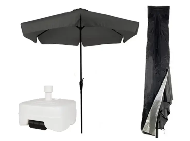 CUHOC Parasol Grijs Ø3m Met Voet En Hoes