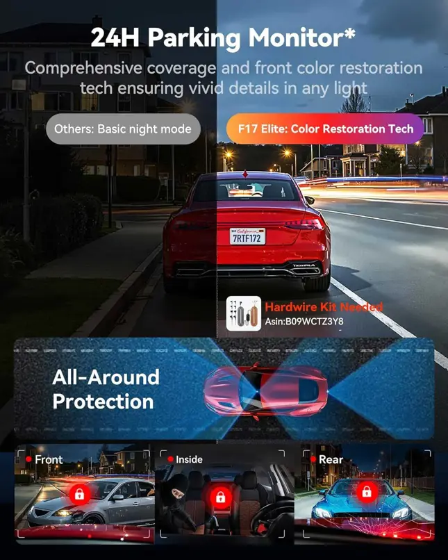 F17 Elite 3CH 4K Wifi GPS 128gb dashcam
