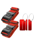Kofferset 4-delig kofferriem + bagagelabels Rood