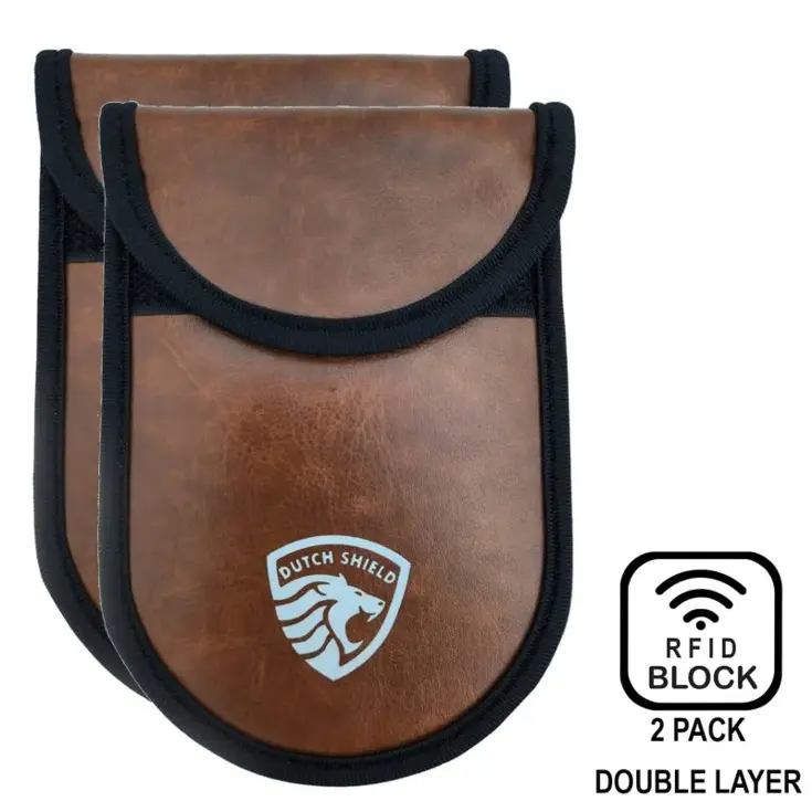 Dutch Shield 2x RFID Autosleutel hoesje bruin
