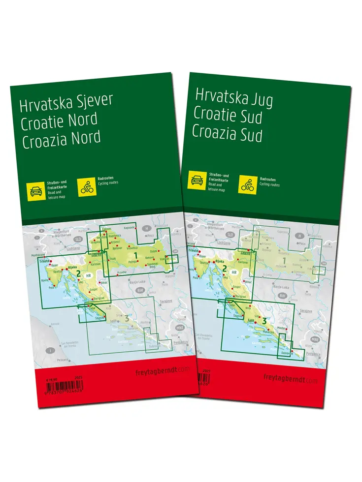 Wegenkaart Kroatië Noord en Zuid