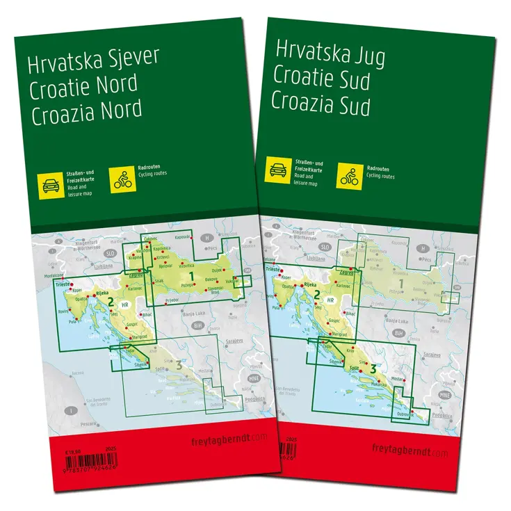 Wegenkaart Kroatië Noord en Zuid