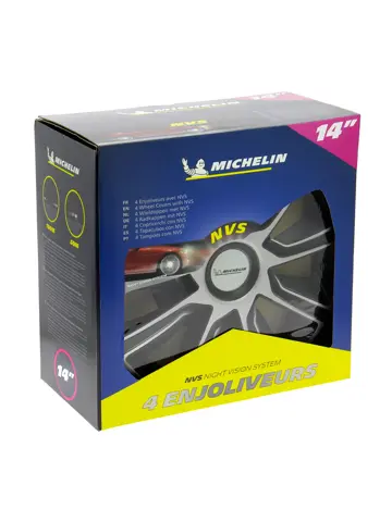 Wieldoppen - 14 inch - zilver/zwart - 4 stuks