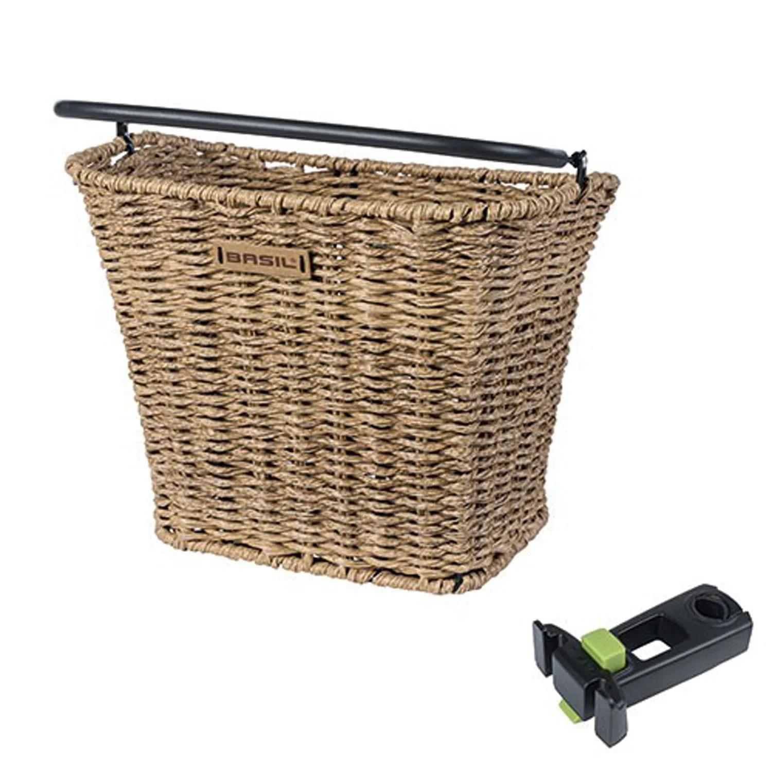 Basil  Fietsmand Bremen Rattan Look  met KF  Bruin