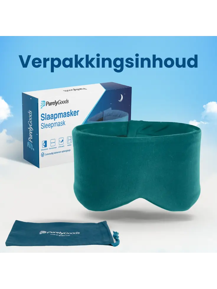 Slaapmasker Katoen - Oceaanblauw - PurelyGoods