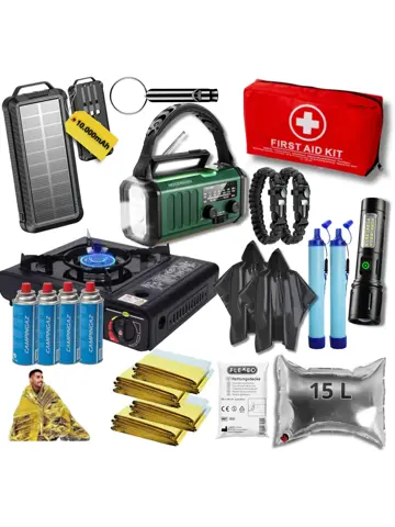 Noodpakket XXL-Noodradio, Kooktoestel & Powerbank