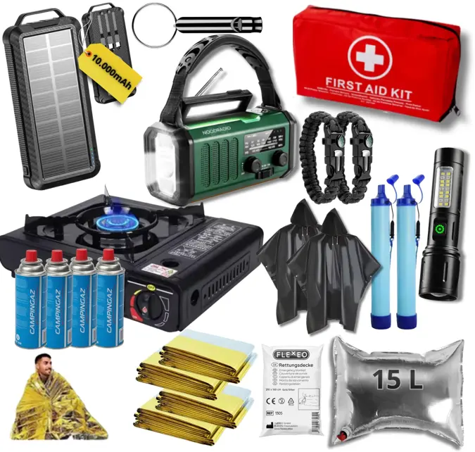 Noodpakket XXL-Noodradio, Kooktoestel & Powerbank