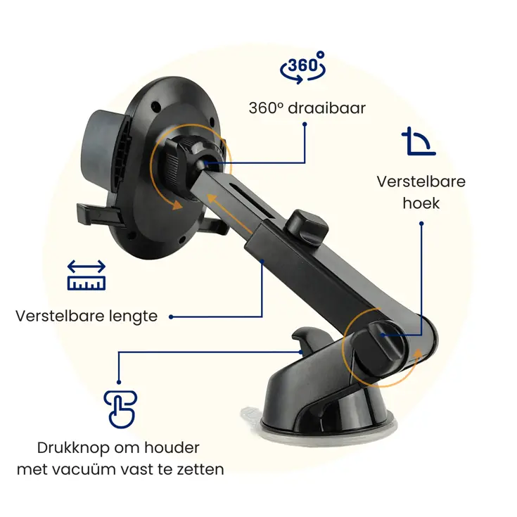 Telefoonhouder Auto voor Raam + Dashboardpad