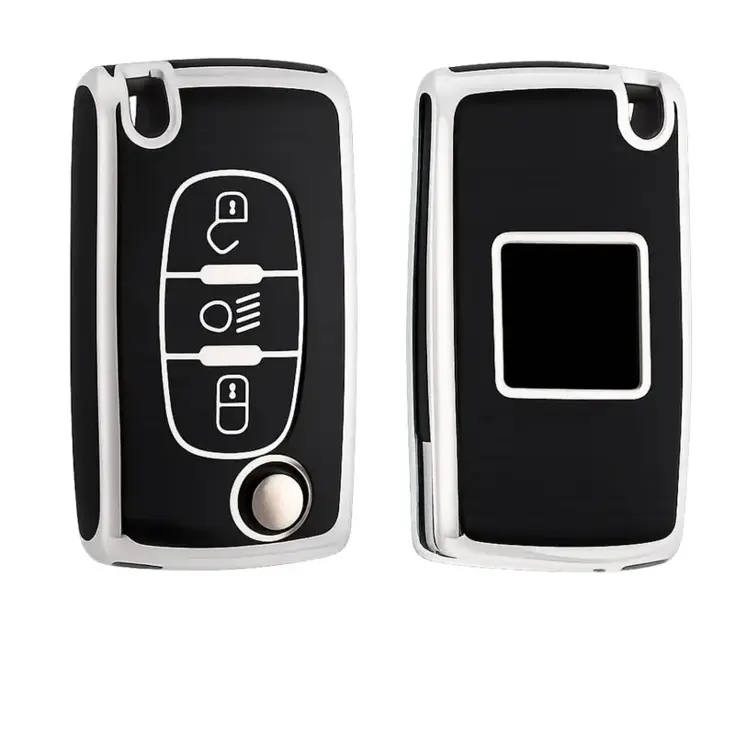 TPU Sleutelhoesje voor Peugeot zwart D3B