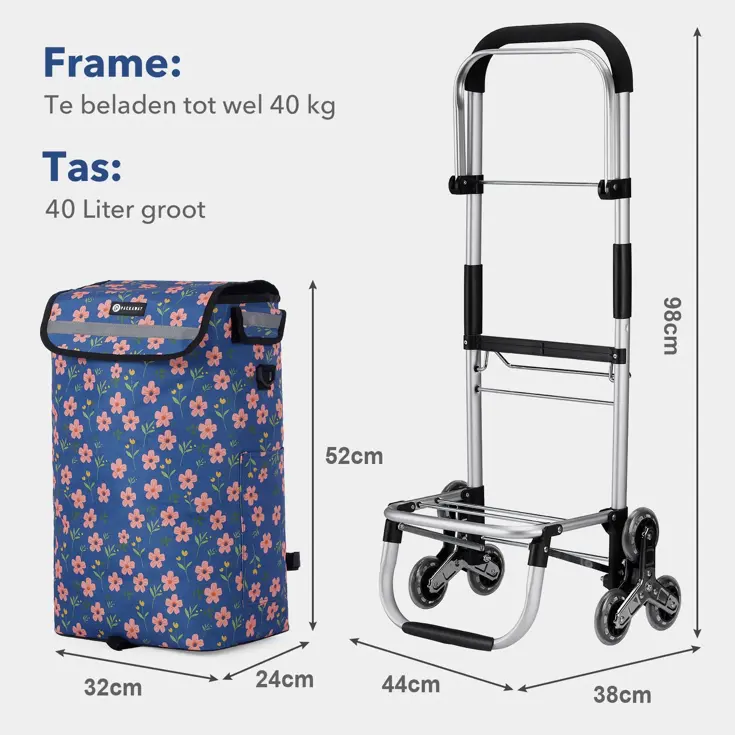 Boodschappentrolley 40L - Trapwielen