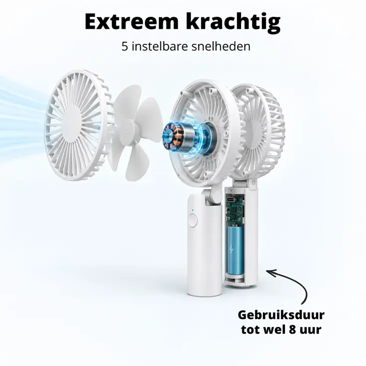 Oplaadbare Handventilator - Wit