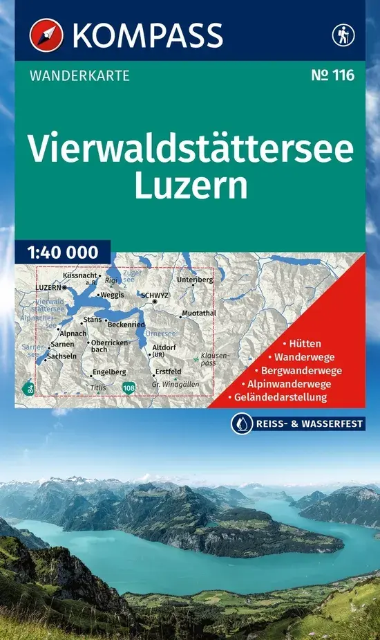 Wandelkaart WK116 Vierwaldstättersee Luzern