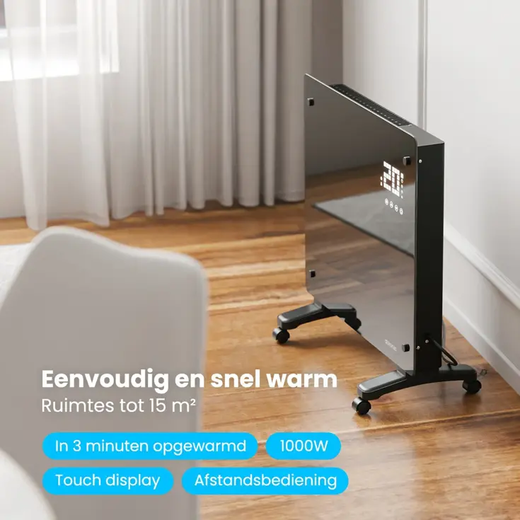 Convectorkachel – 1000W – Zwart