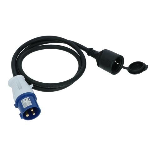 Adapterkabel CEE Stekker naar Schuko Contrastekker