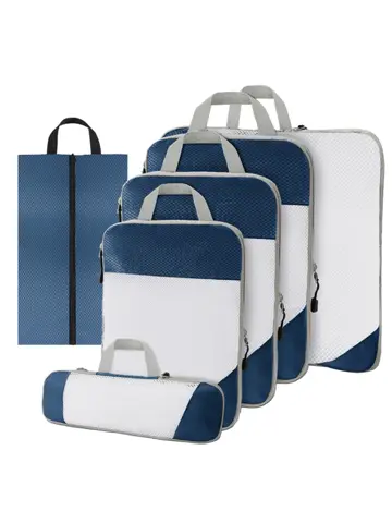 Packing cubes compressie set – 6-delig – N Blauw