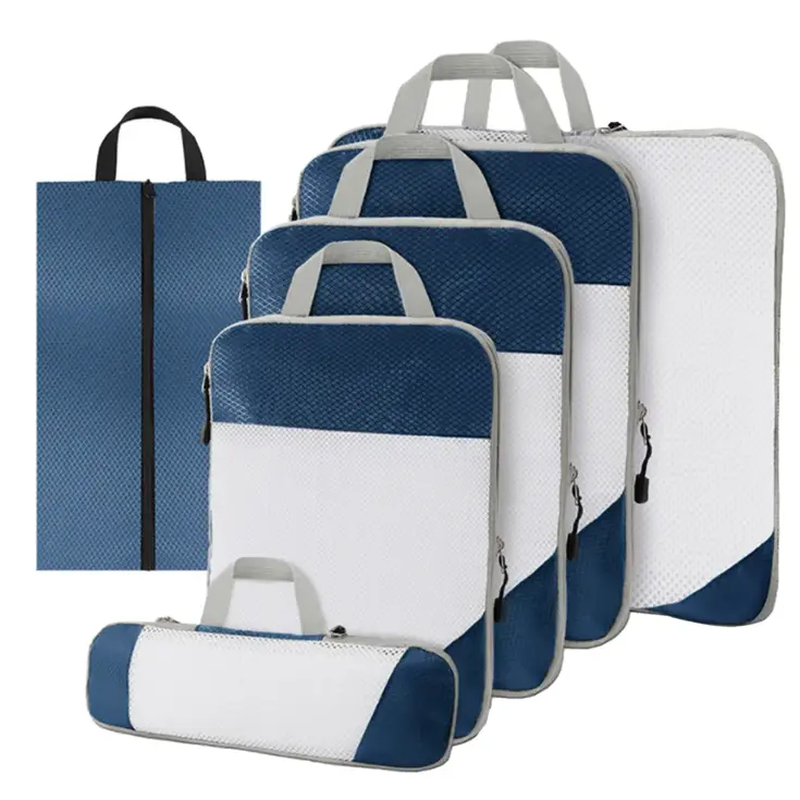 Packing cubes compressie set – 6-delig – N Blauw