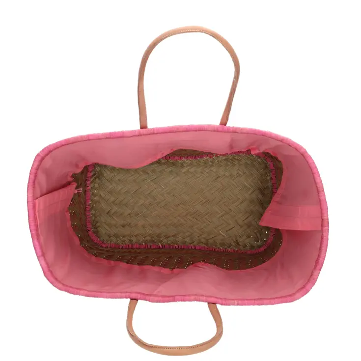 Bozaka- Rieten Mand - Strandtas - aansnoerkoord