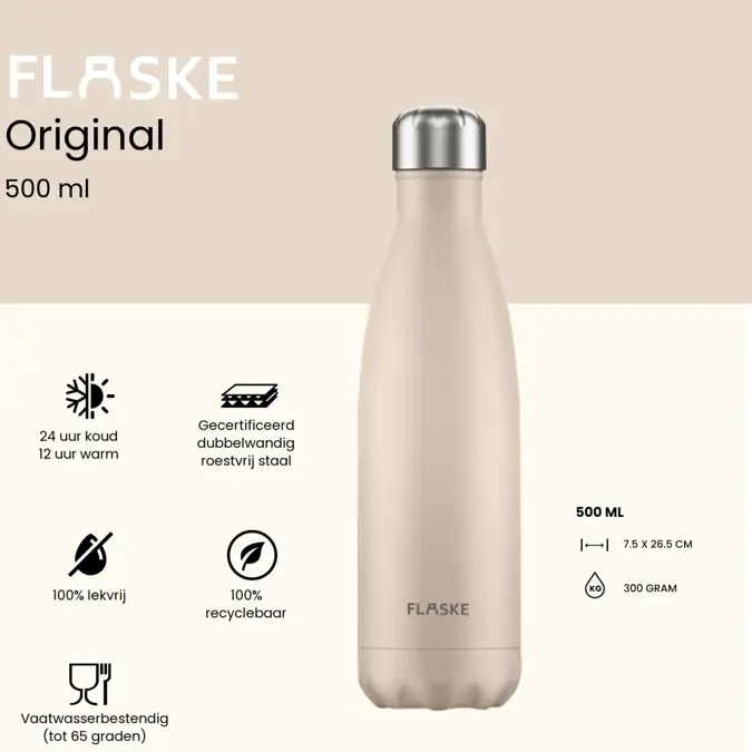 FLASKE 500 ml RVS Drinkfles