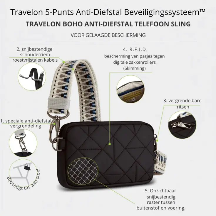 Boho Anti-Diefstal Telefoon Sling