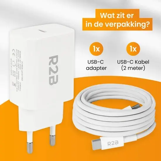 USB-C Kabel 2 meter met USB-C Adapter