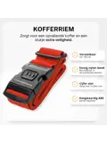 Kofferriem + 2 Bagagelabel – 3-delig – Rood
