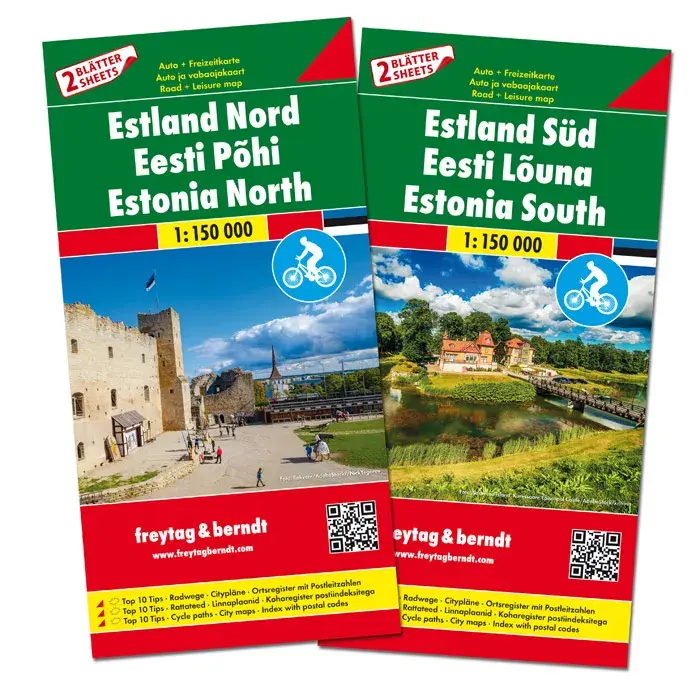 Wegenkaart Estland Noord en Zuid set