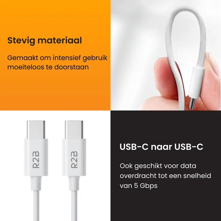 USB-C naar USB-C Kabel - 1 Meter