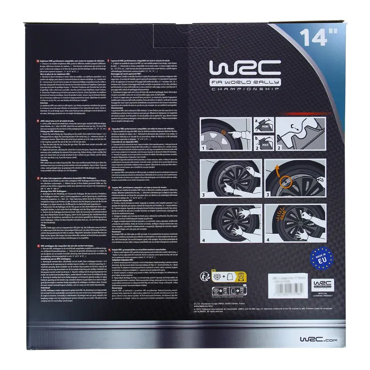 WRC Wieldoppen 14" - zwart/zilver 4 stuks