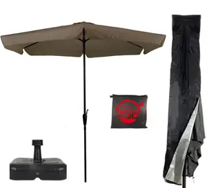 CUHOC Parasol Taupe Ø3m + Hoes en lichte Voet