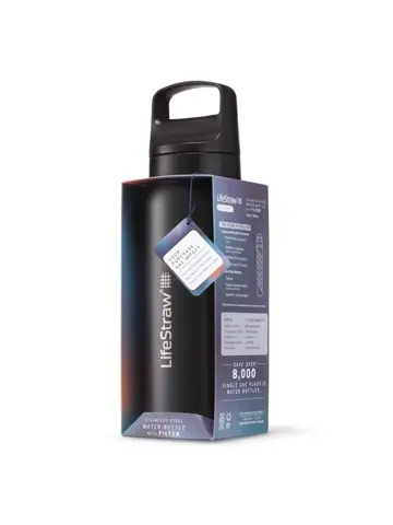 Lifestraw Go - RVS Waterfles 1L - Zwart