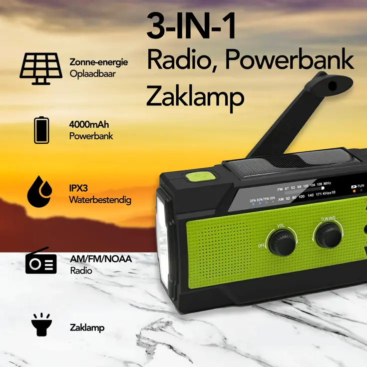 Noodradio - Zonnepaneel - Opwindbaar