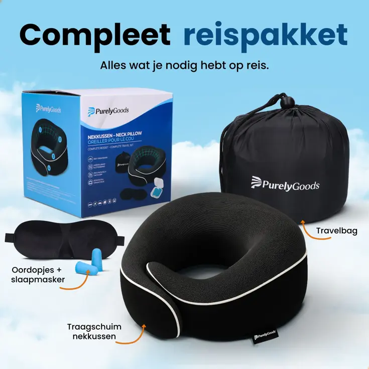 Nekkussen - Reiskussen Set - Zwart - PurelyGoods