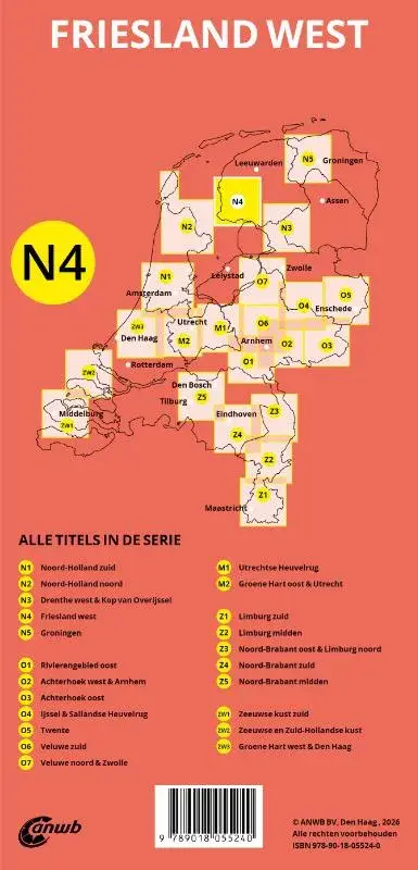 ANWB Fiets en wandelknooppuntenkaart N4 Friesland west