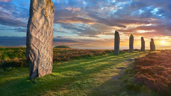 The Ring of Brodgar  ( circa 2,500 to circa 2,000 BC) is a Neolithic henge and stone circle or henge, the largest and finest stone circles in the British Isles, Mainland Orkney, Scotland