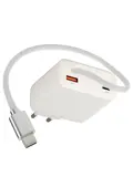 65W Oplader uittrekbare USB-C kabel USB-A + USB-C