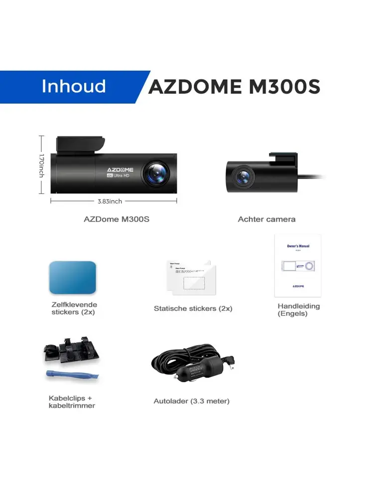M300S 4K 2CH Dual Wifi GPS 64gb dashcam