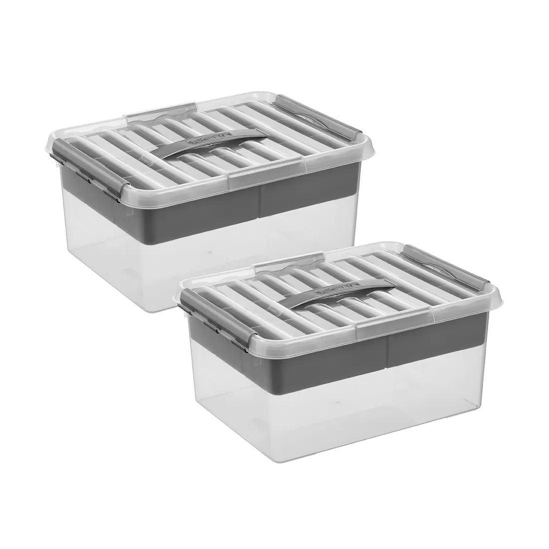 Sunware  Q-line  Opbergbox met inzet  15L  2-delig  Grijs   XXL