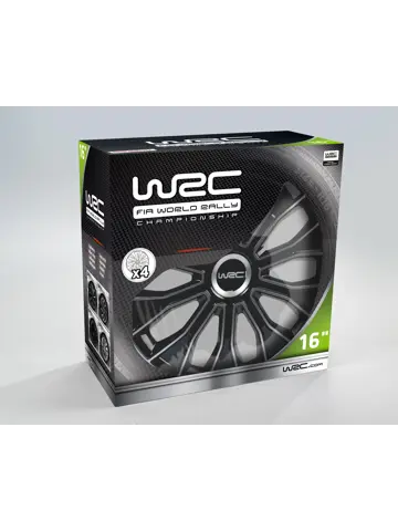 WRC Wieldoppen 16" - zwart/zilver 4 stuks