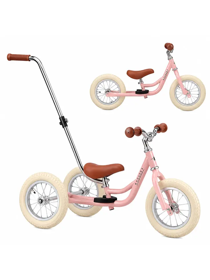 2-in-1 Loopfiets Driewieler met Duwstang