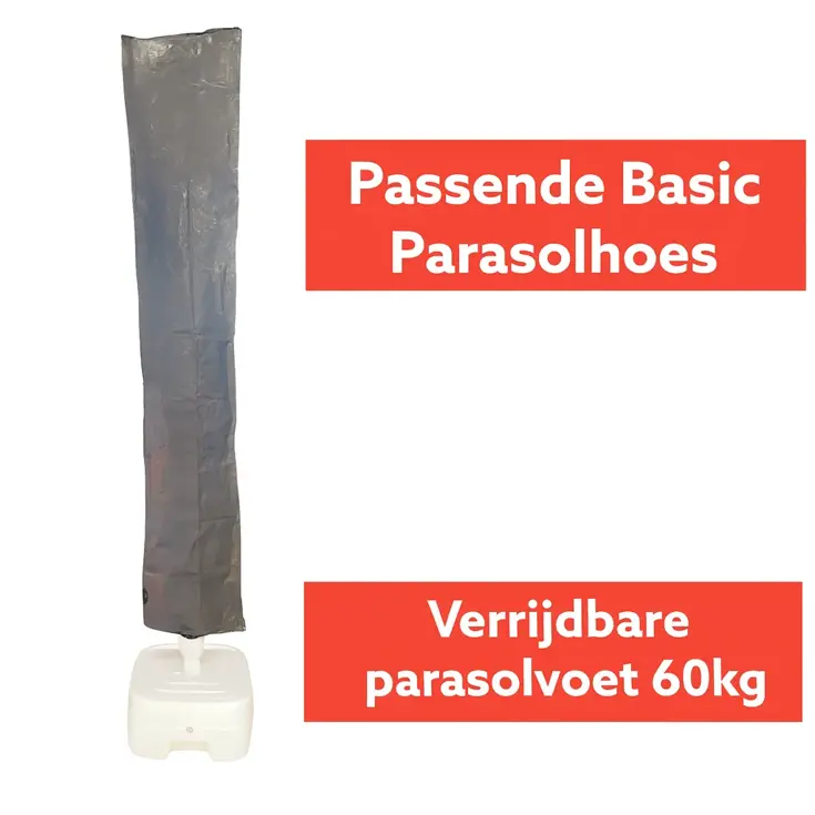 CUHOC Parasol Beige Ø3m + grote Voet en hoes