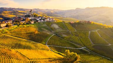 italie_piemont_serralunga-d-alba_dorp_heuvels_groen_zonsondergang_landschap_getty