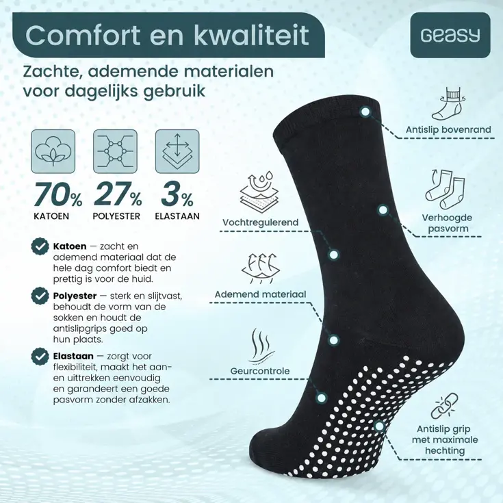 GEASY Antislip Sokken 3 paar - flex grip