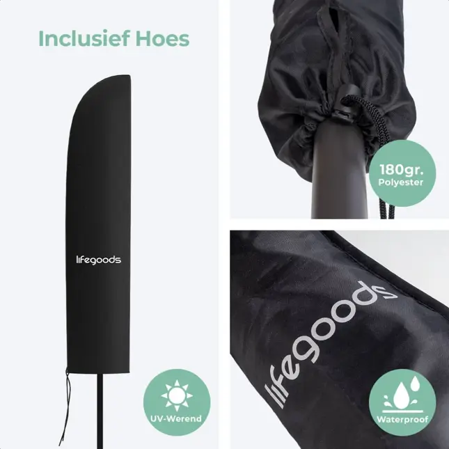 LifeGoods Zweefparasol – 300cm