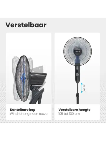 Statiefventilator – 50W – Zwart