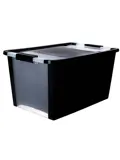 Bi Opbergbox L - 40L - zwart/transparant