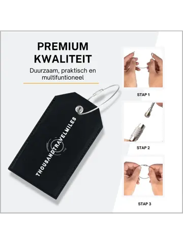 Bagagelabel – 4 stuks – Leer – Zwart