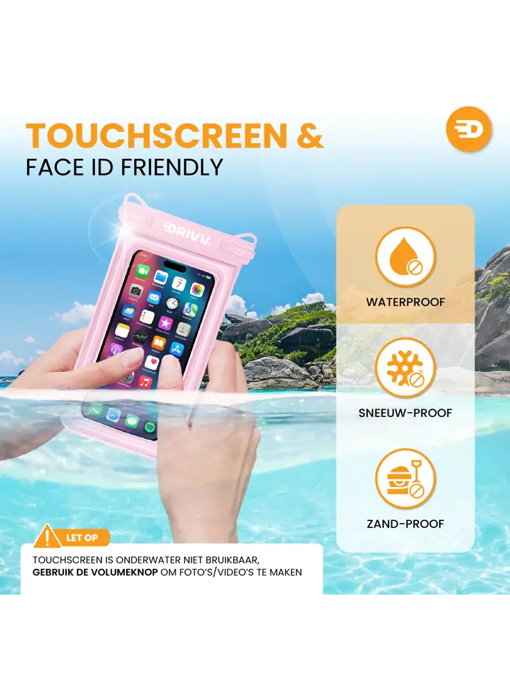 Drivv. Waterdicht Telefoonhoesje - 6.8" Roze