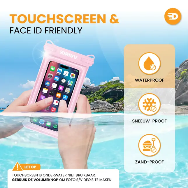 Drivv. Waterdicht Telefoonhoesje - 6.8" Roze