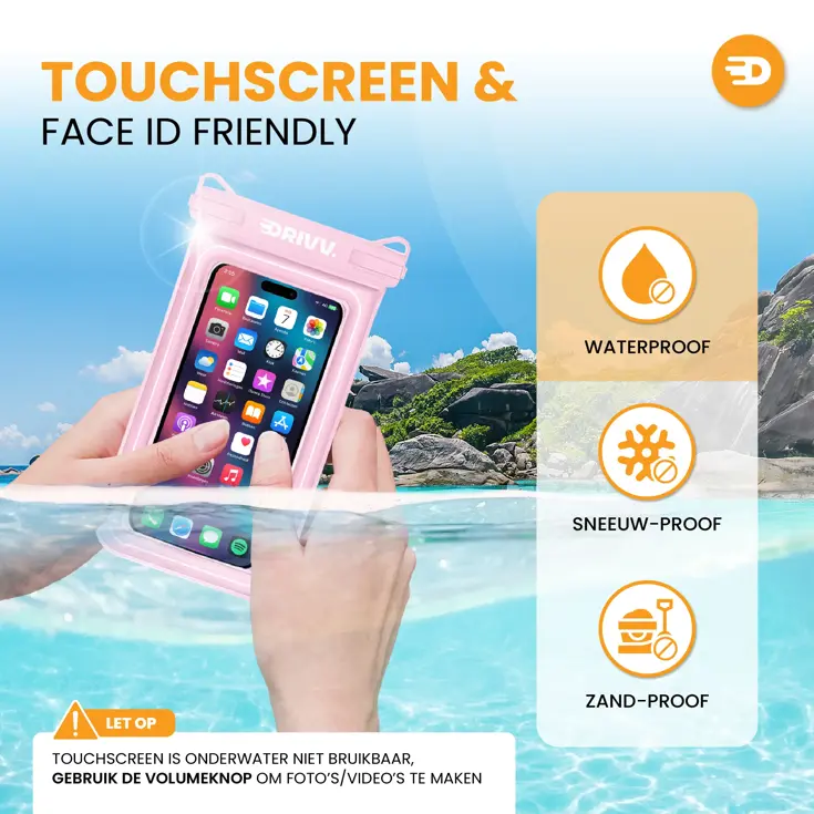Drivv. Waterdicht Telefoonhoesje - 6.8" Roze